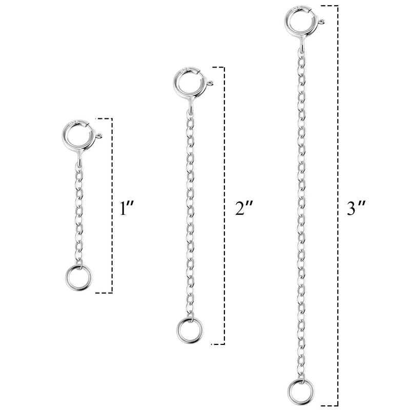 ALEXCRAFT Neckalce Extenders White Gold Plated 925 Sterling Silver Chian Extension Necklace Bracelet Anklet Extenders Jewelry for Crfatï¼ˆ1 2 3 inchï¼‰ - Image 4